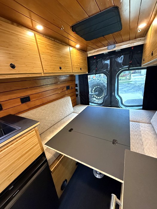 Finished bamboo van conversion interior