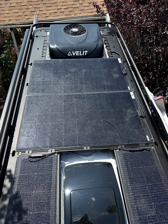 RV solar installation on roof