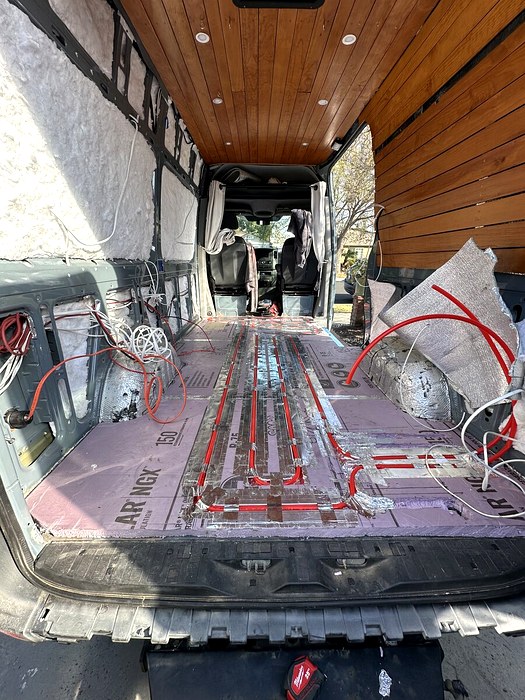 Van mid-build insulation and wiring